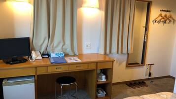 Desk, free WiFi, bed sheets