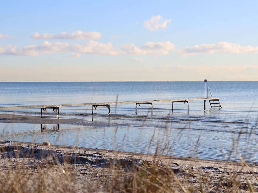 On the beach, white sand