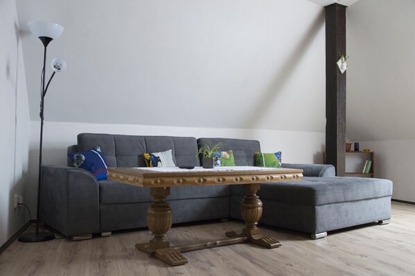 غرفة علوية في المدينة - بمطبخ | غرفة المعيشة | تلفزيون