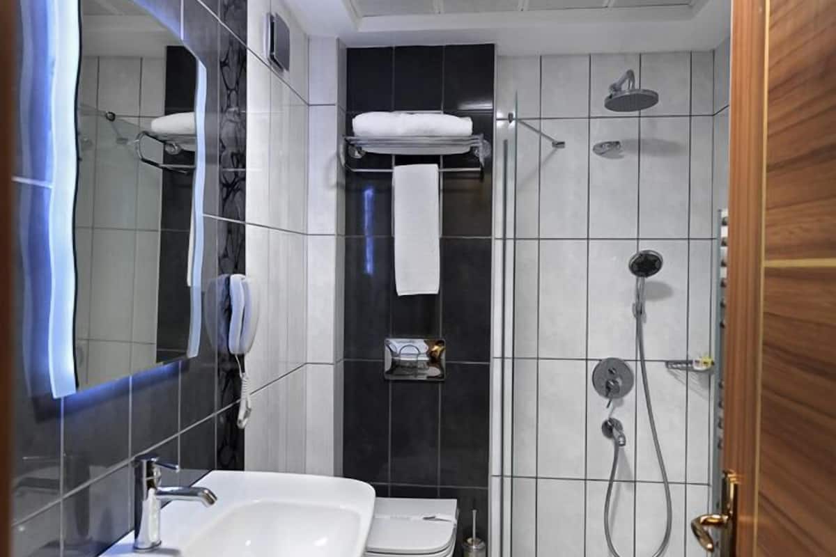 shower, free toiletries, hair dryer, slippers