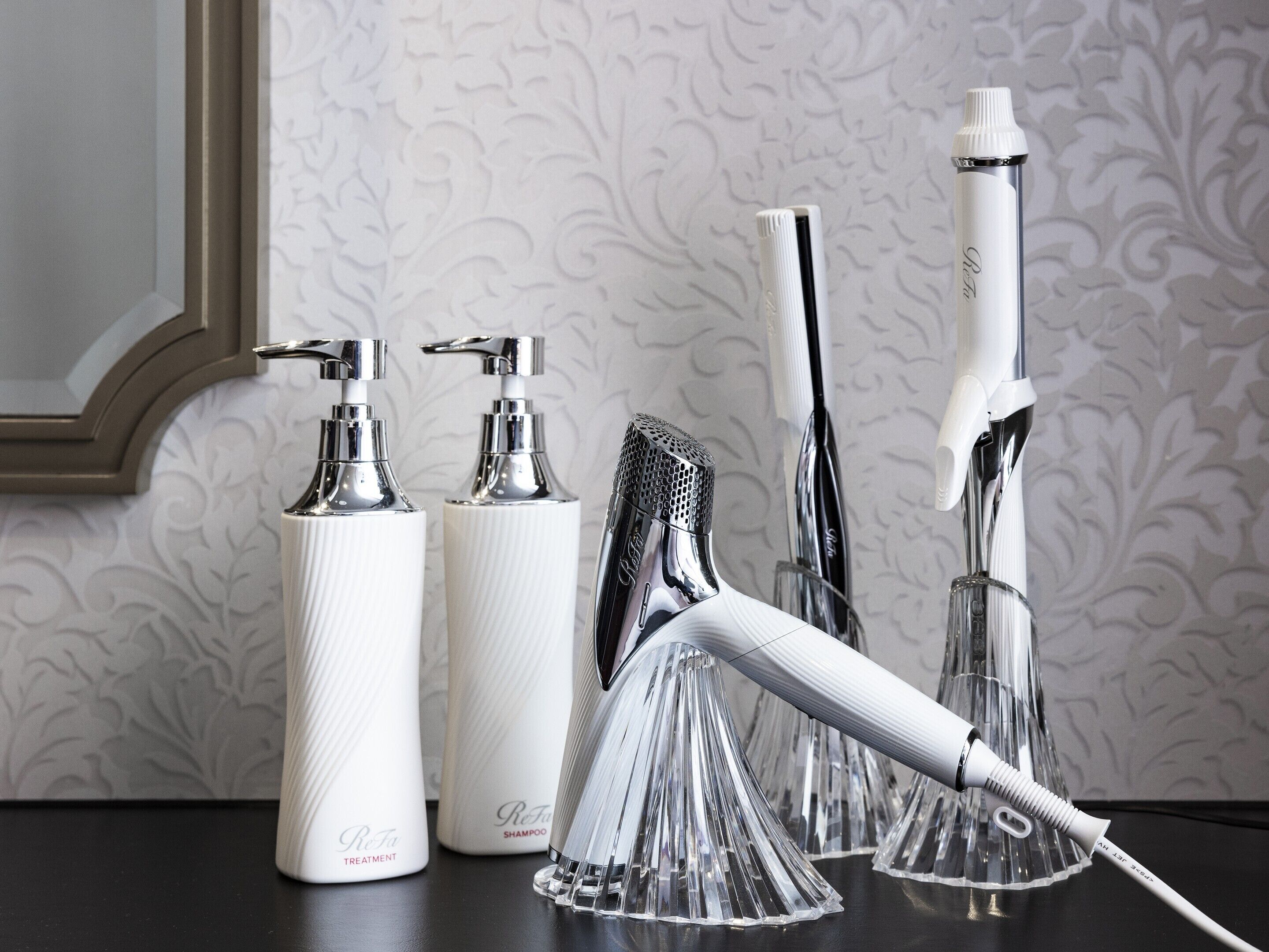 combined shower/bathtub, free toiletries, hair dryer, bathrobes