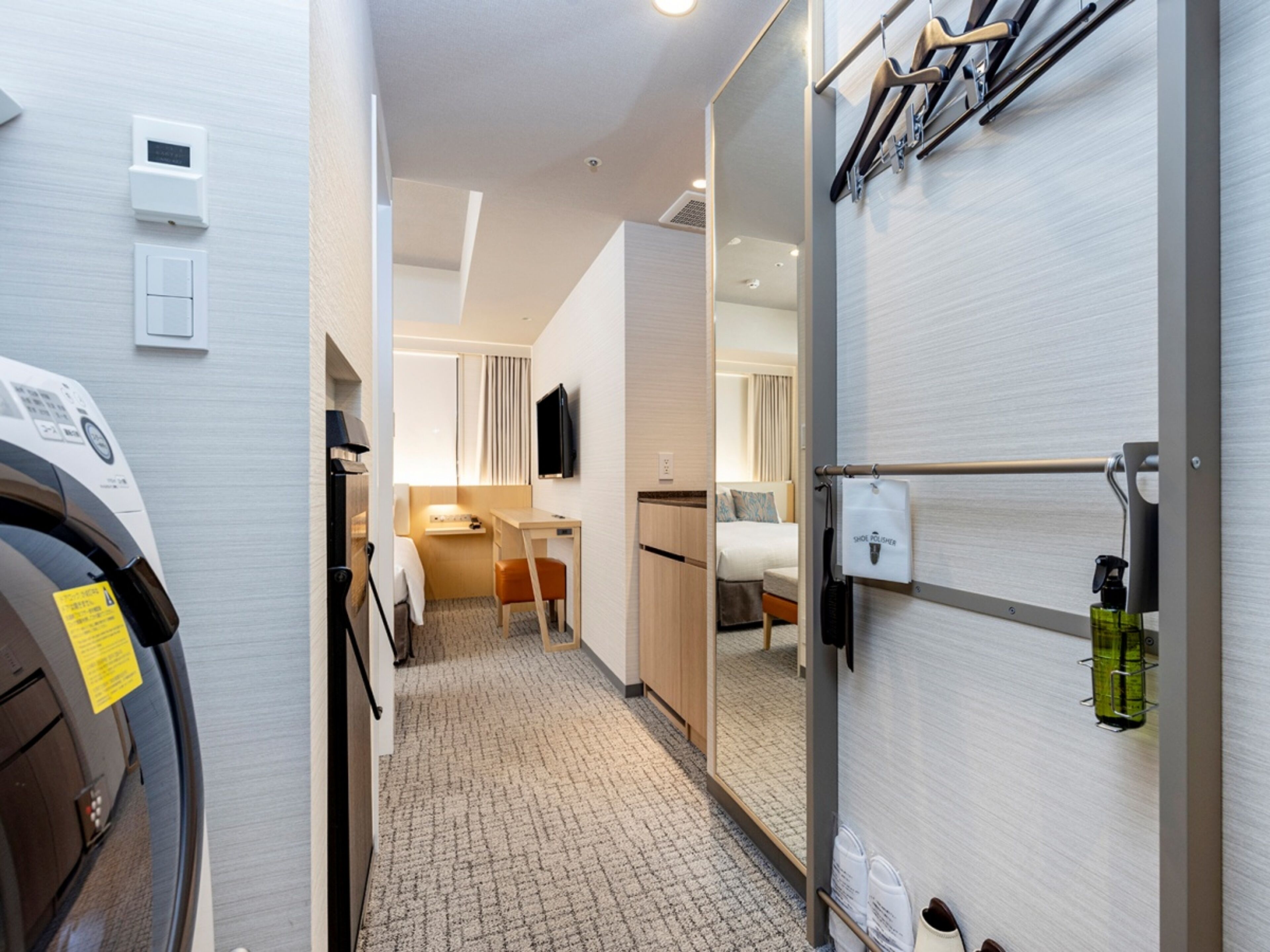 residential double room, non smoking  [washer and dryer furnished] | in-room safe, desk, blackout curtains, iron/ironing board