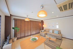 3 Bedroom Apartment | Living area | 43-inch flat-screen TV with digital channels, TV - Grandouce Shinsaibashi-Higashi (Osaka)