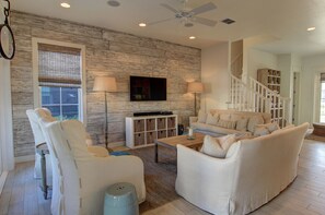 Smart TV, DVD player, books, video library