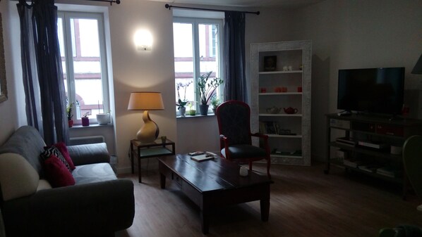 Classic Apartment, 1 Queen Bed, Non Smoking, Private Bathroom | Living area