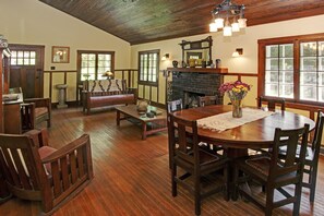 Cottage, 2 Bedrooms, Fireplace | Living area | Flat-screen TV, fireplace