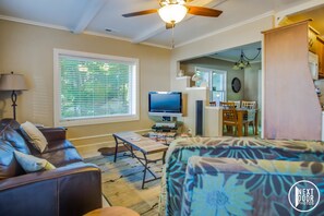 Cottage, 2 Bedrooms | Living room | Flat-screen TV - The Cottage on Perryman (Saugatuck)