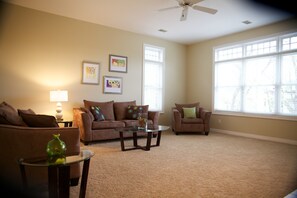 Apartment, 2 Queen Beds, Fireplace | Living room | Flat-screen TV, fireplace - Butler Street Flats (Saugatuck)