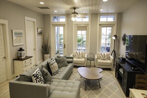 Smart TV, DVD player, books, video library