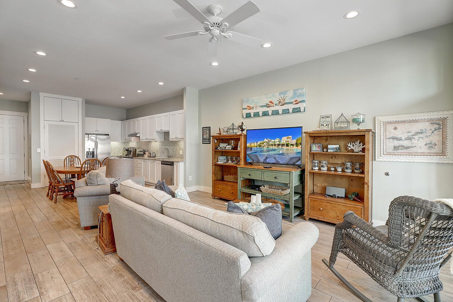 Smart TV, DVD player, books, video library