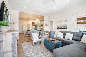 Smart TV, DVD player, books, video library