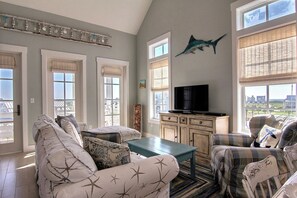 Smart TV, DVD player, books, video library