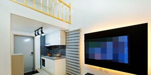 Room (103) | Living area | 50-inch LCD TV with digital channels, TV, pay films