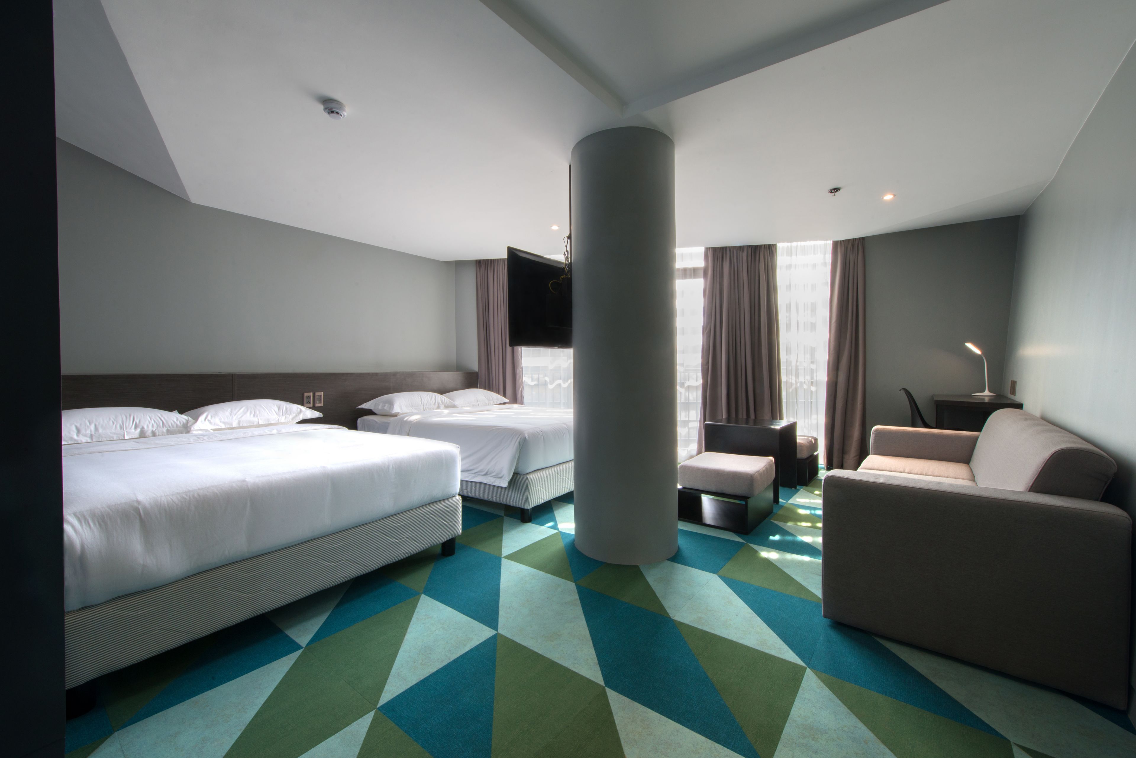 panda room | in-room safe, desk, laptop workspace, iron/ironing board