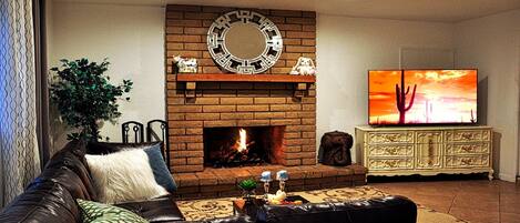 TV, fireplace, DVD player