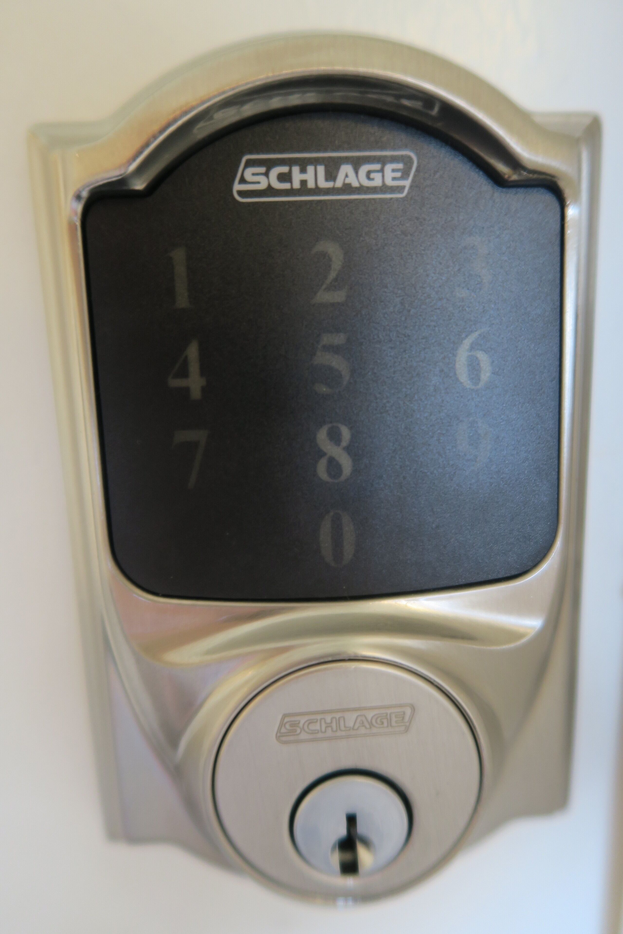 A SCHLAGE electronic keypad lock.