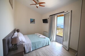 Duplex, 1 Bedroom, Sea View | Desk, soundproofing, iron/ironing board, free rollaway beds