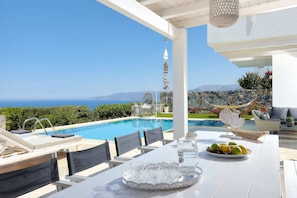 Outdoor dining - Villa Greece Privat Seaview Villa with private heatable Pool  (Hersonissos)