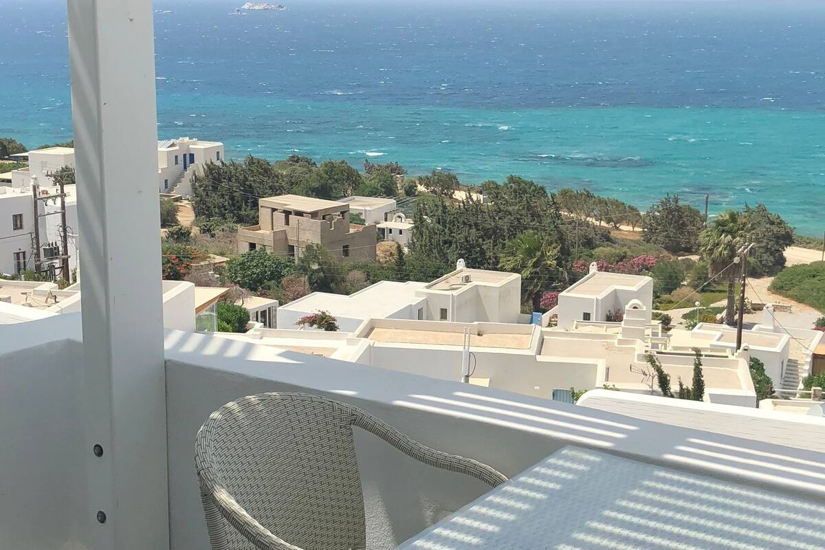 Villa, toegang tot zwembad, uitzicht op zee (Naxos Eye) | Uitzicht vanaf balkon