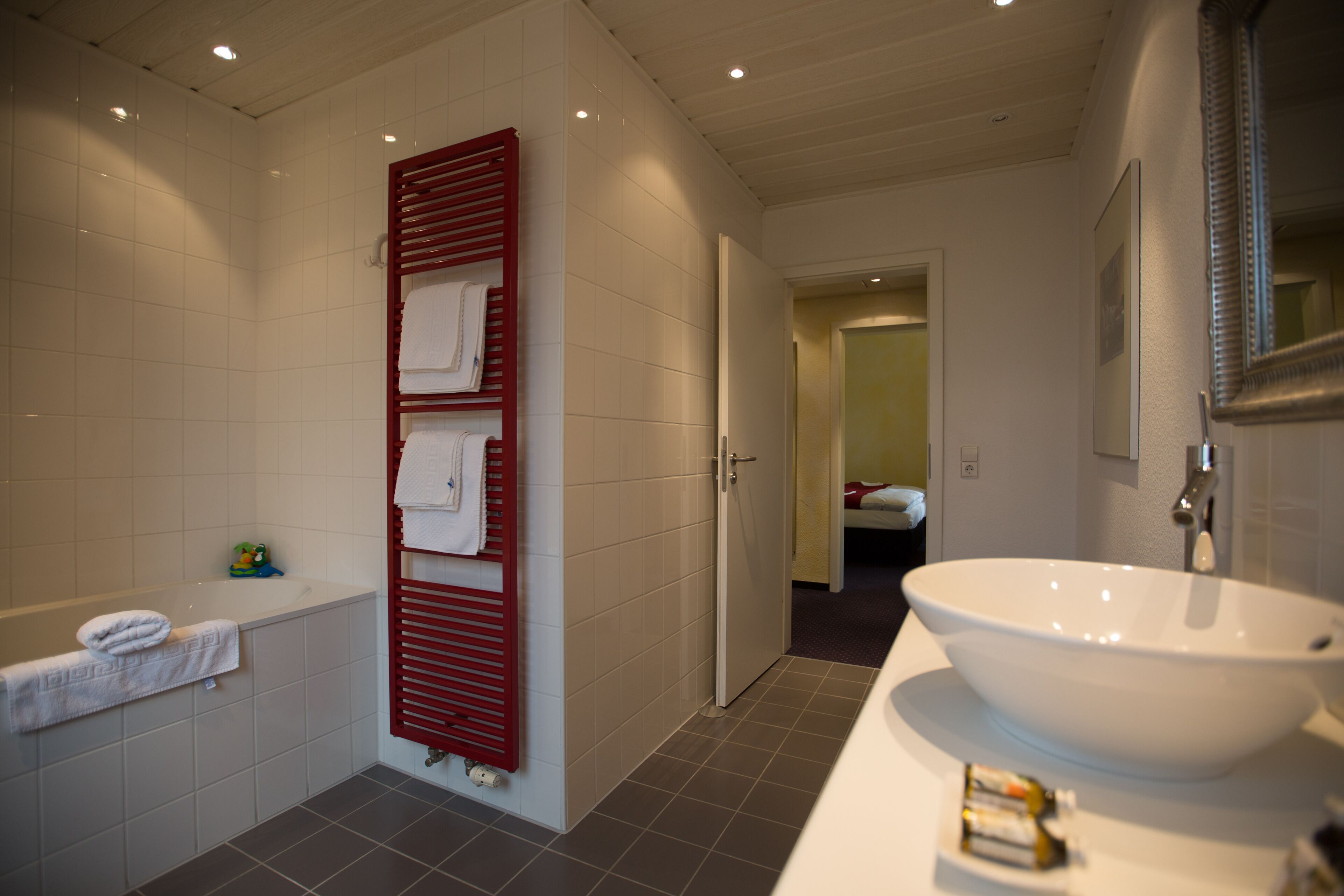 studio suite | bathroom | shower, free toiletries, hair dryer, bathrobes