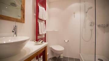 Shower, free toiletries, hair dryer, bathrobes