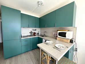 Réfrigérateur, micro-ondes, plaque de cuisson, lave-vaisselle