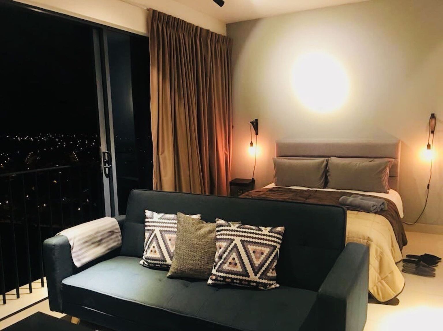 blackout curtains, iron/ironing board, free wifi, bed sheets