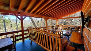 Outdoor dining - Creek-front Cabin on Wooded Acres (Sugar Grove)