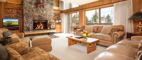 TV, fireplace, DVD player, stereo