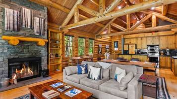 TV, fireplace, DVD player, stereo