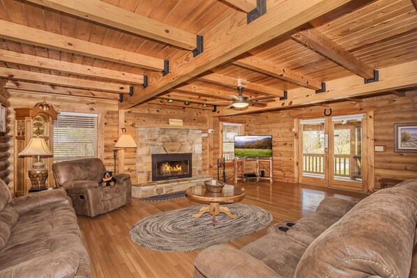 TV, fireplace, DVD player, foosball