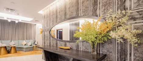 Royal Suite, 2 Bedrooms | Living area | 43-inch flat-screen TV with cable channels, TV