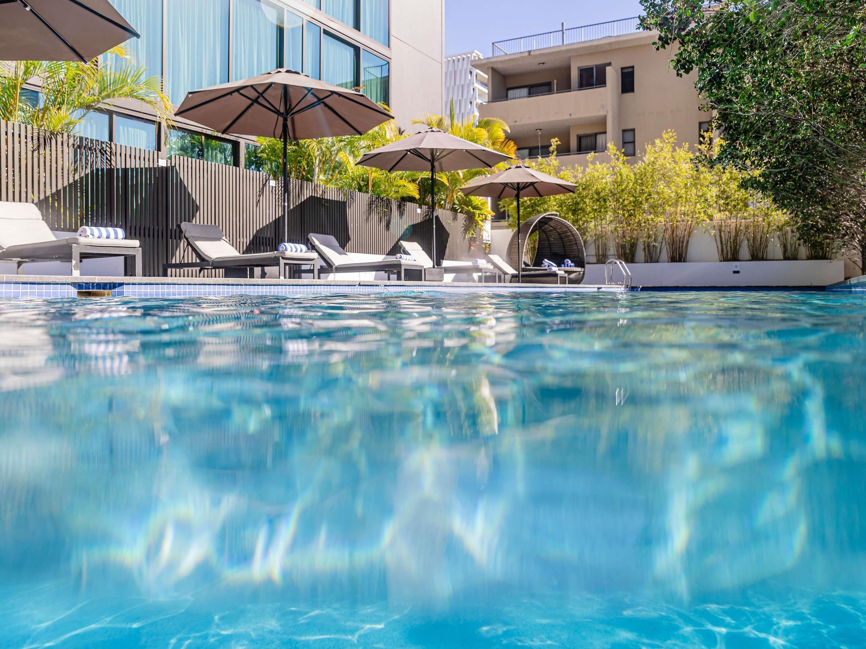 Outdoor pool, pool loungers