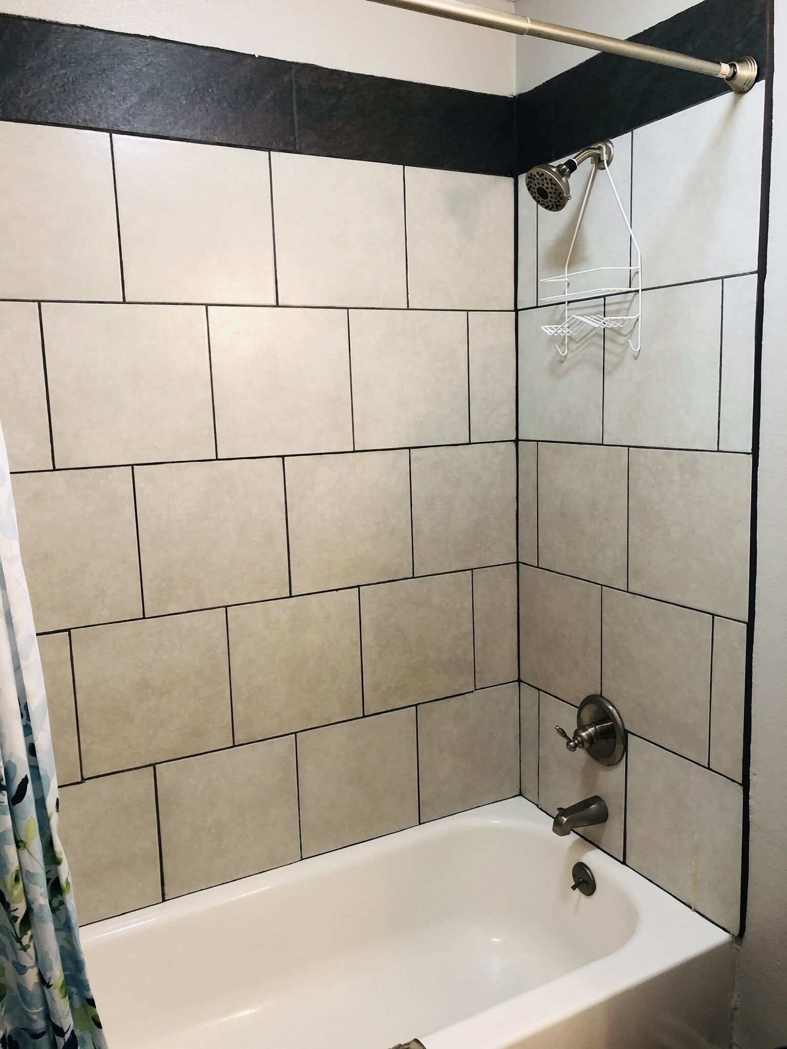 Combined shower/tub, hair dryer, towels, soap