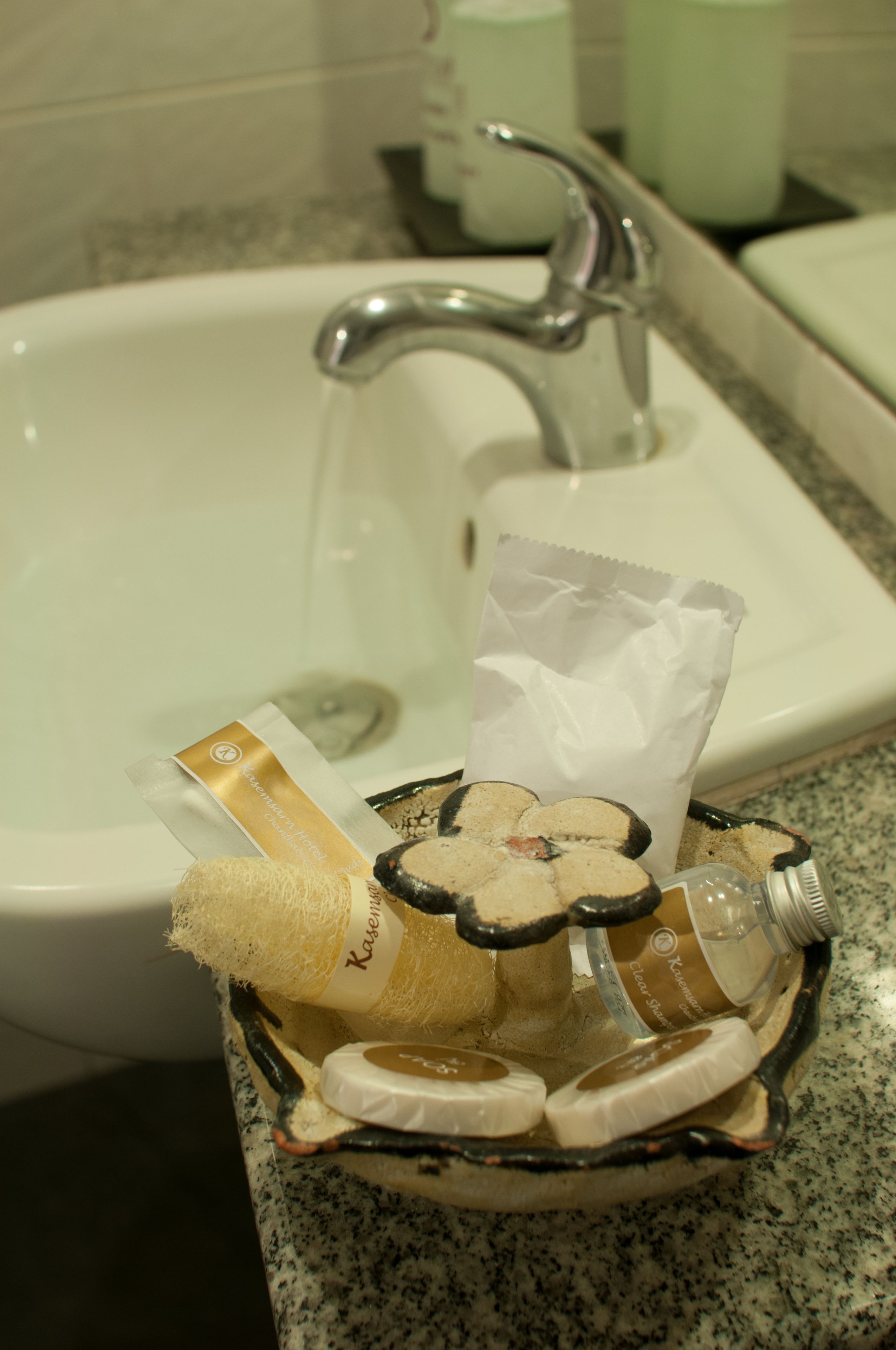 shower, free toiletries, slippers, towels