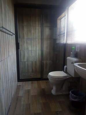 Chuveiro, produtos de toalete grátis, secador de cabelo 