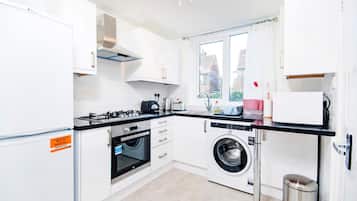 Fridge, microwave, oven, toaster