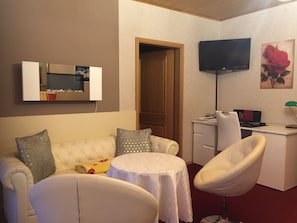 Apartment, Kitchen | Living area | Flat-screen TV, fireplace