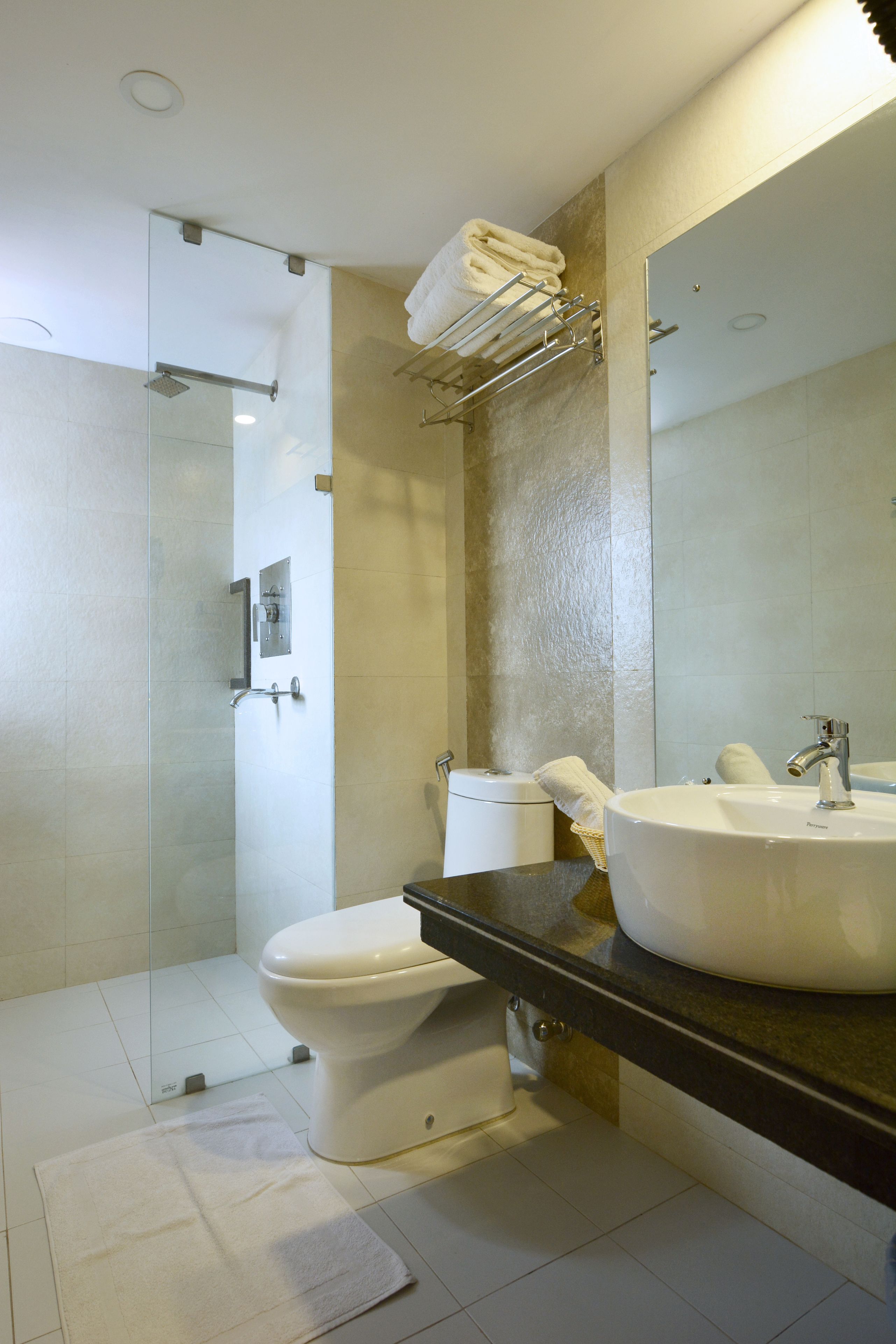 shower, free toiletries, hair dryer, slippers