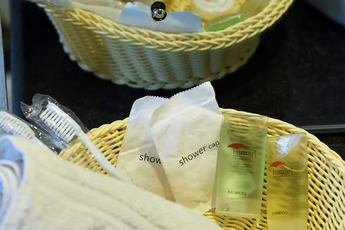 shower, free toiletries, hair dryer, slippers