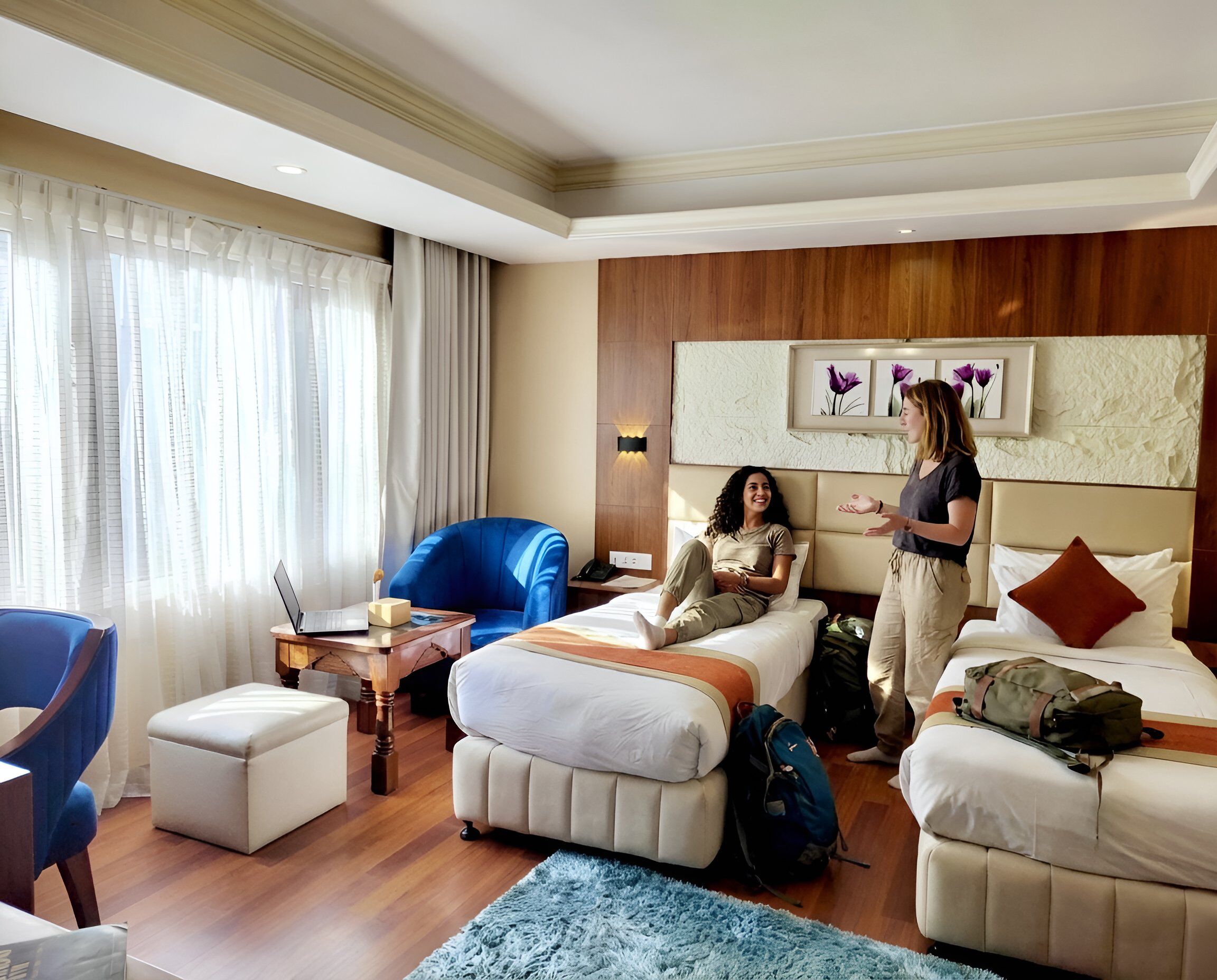 Deluxe Twin kamer | 1 slaapkamer, luxe beddengoed, een minibar, een kluis op de kamer