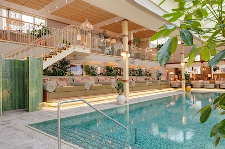 Indoor pool, outdoor pool, open 9:00 AM to 11:00 PM, sun loungers