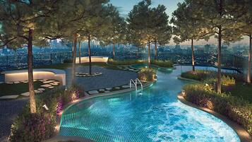 Una piscina al aire libre