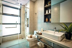 Dusche, kostenlose Toilettenartikel, Haartrockner, Handtücher