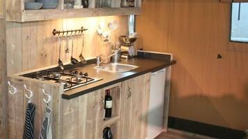 Family Tent, Multiple Beds | Private kitchen | Fridge