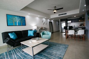 Condo | Living area | TV - 24th Floor Beachfront 1 Bedroom (Puerto Vallarta)
