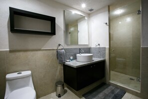 Condo | Bathroom | Shower, towels - 24th Floor Beachfront 1 Bedroom (Puerto Vallarta)