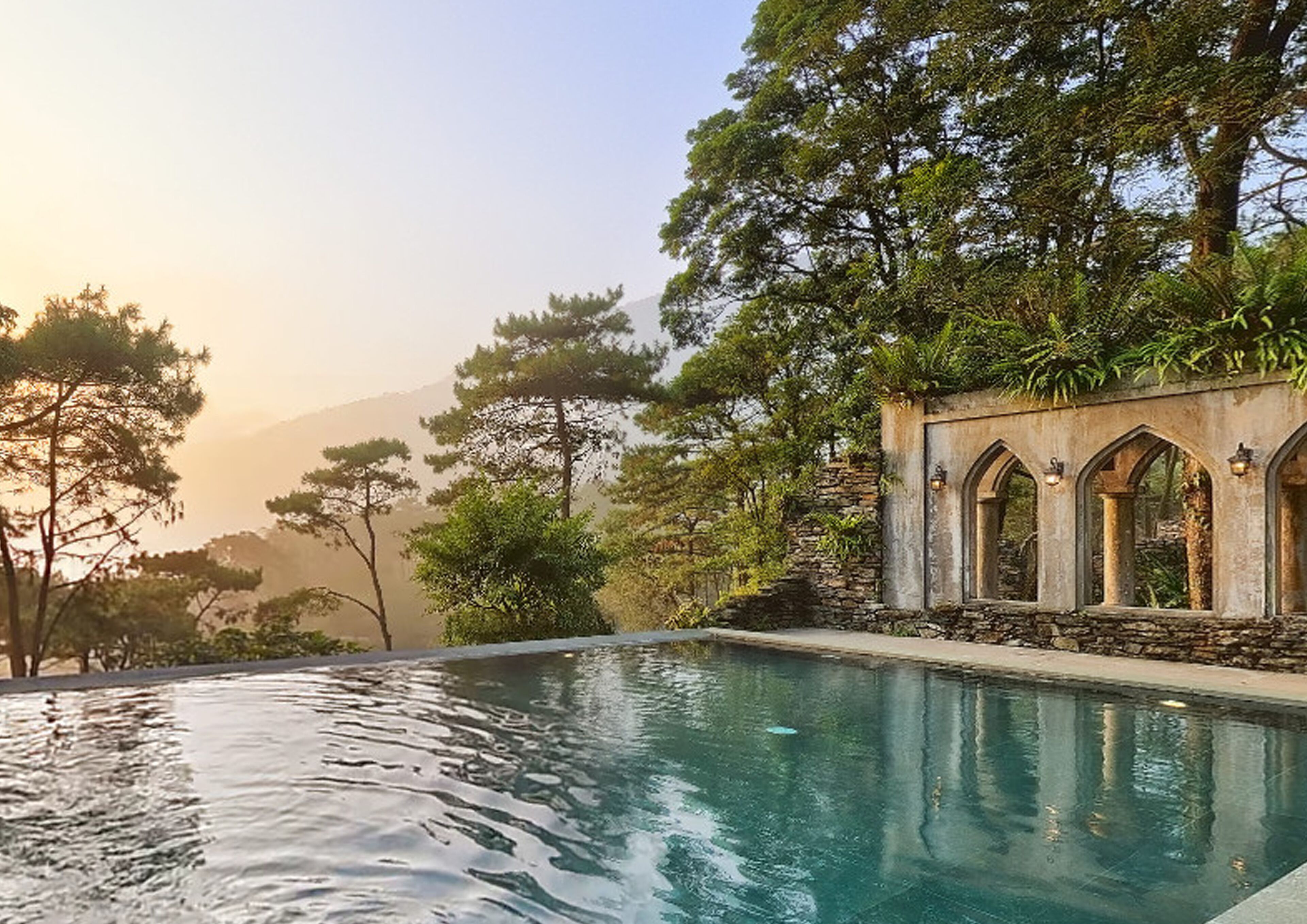 Outdoor pool, pool loungers