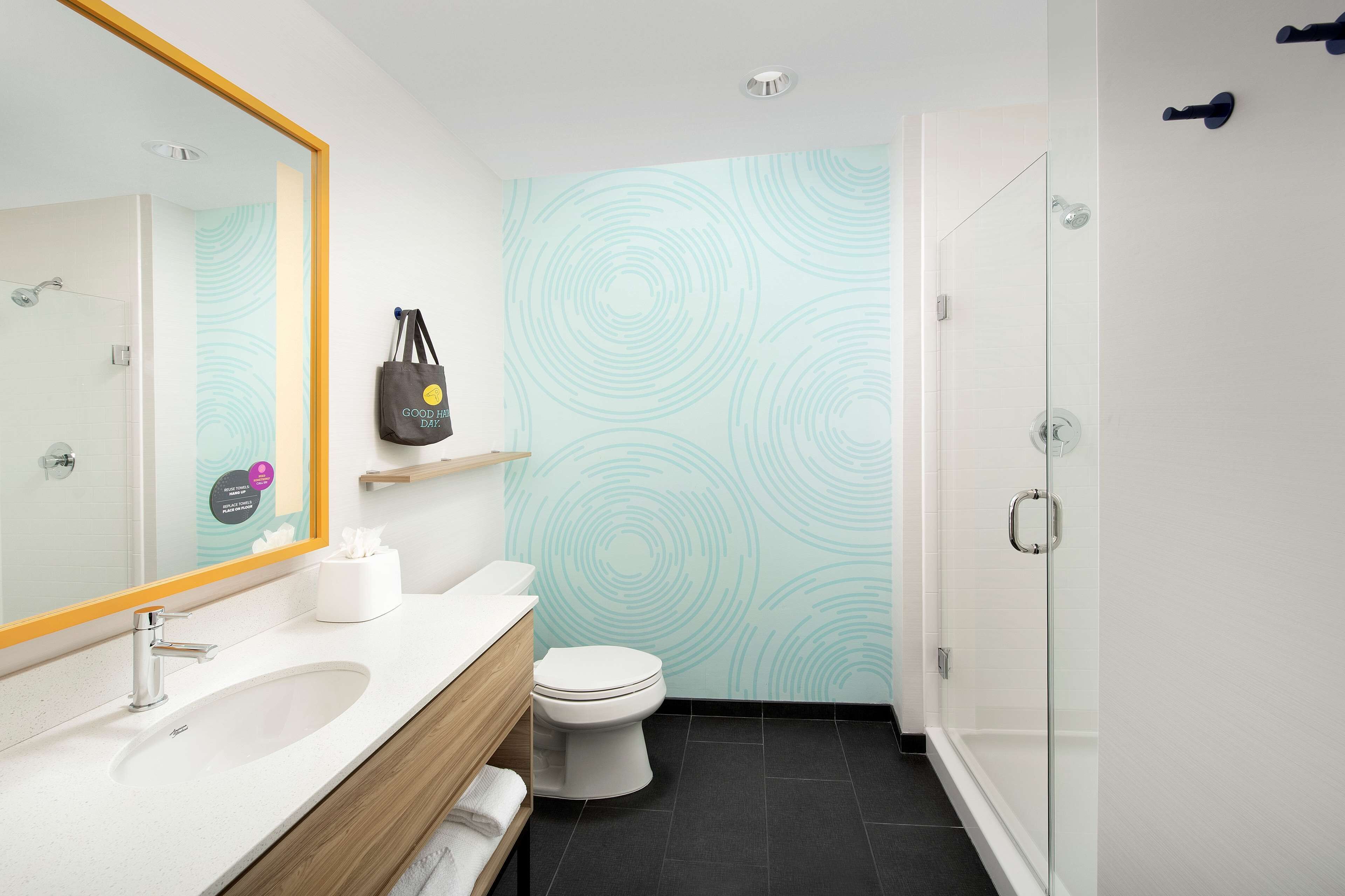 free toiletries, hair dryer, towels