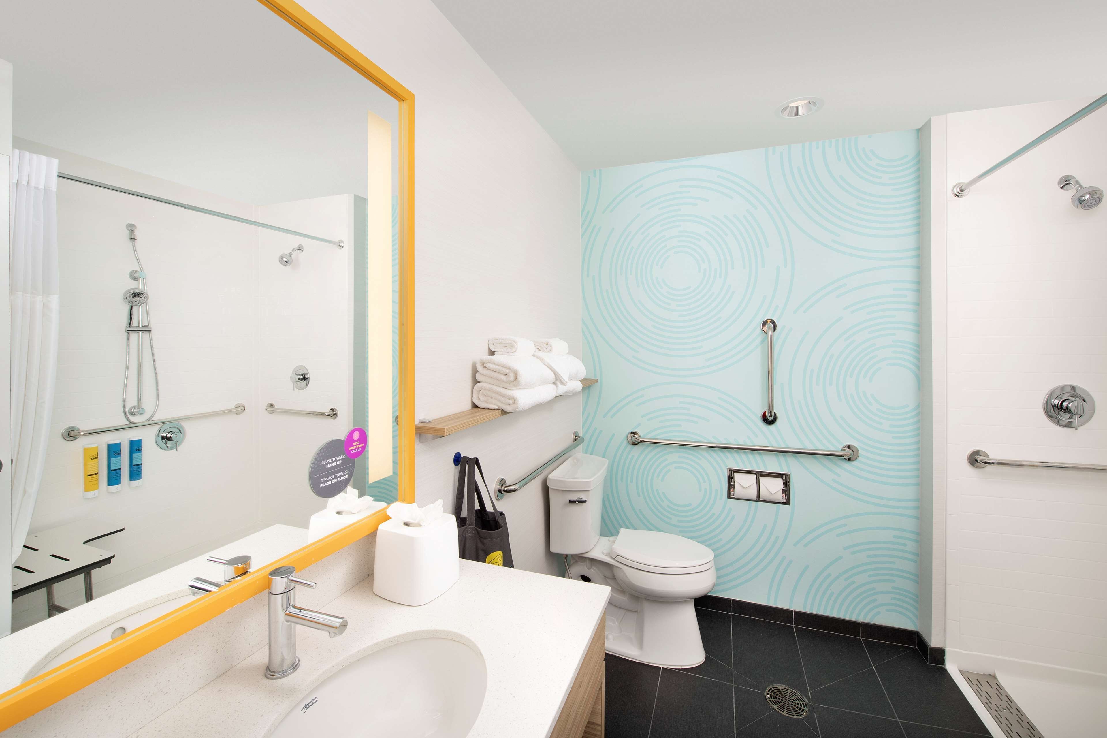 room, 2 queen beds, accessible (roll-in shower) | bathroom | free toiletries, hair dryer, towels